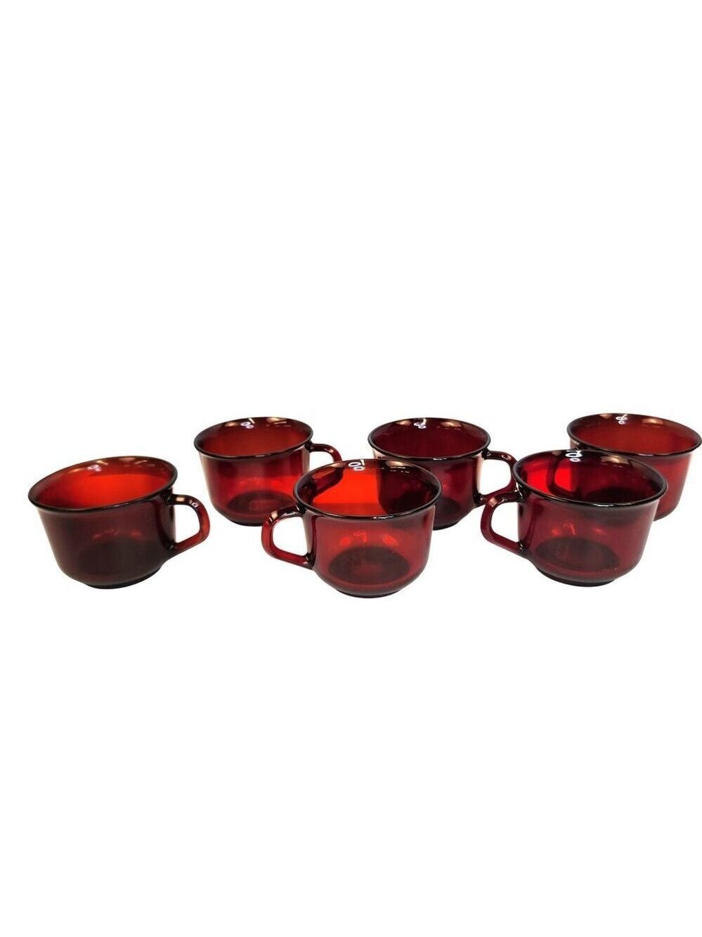 Arcopal France Ruby Red Glass Coffee Cups Set Of 2 Vintage